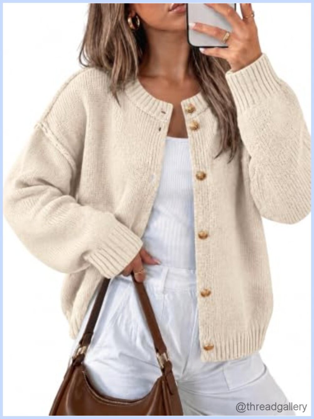 Womens Oversized Chunky Knit Button Up Cardigan Long Sleeve Fall Winter Sweater